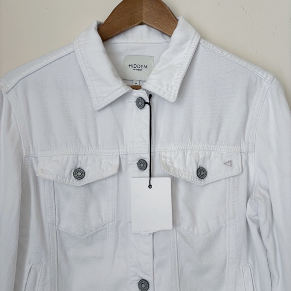 HIDDEN JEANS Fray Hem Denim Trucker Jacket Medium NEW NWT - Picture 2 of 8